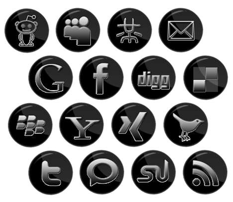 Preview Social Media Icon Set Black Metallic