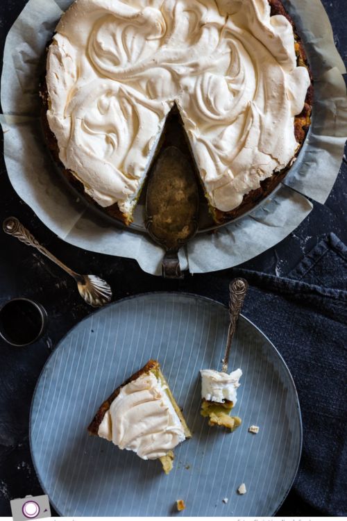 Rezept für Rhabarberkuchen mit Baiser