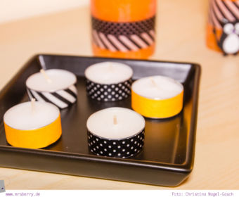 DIY Halloween Dekoration basteln: Teelichter mit Masking Tape