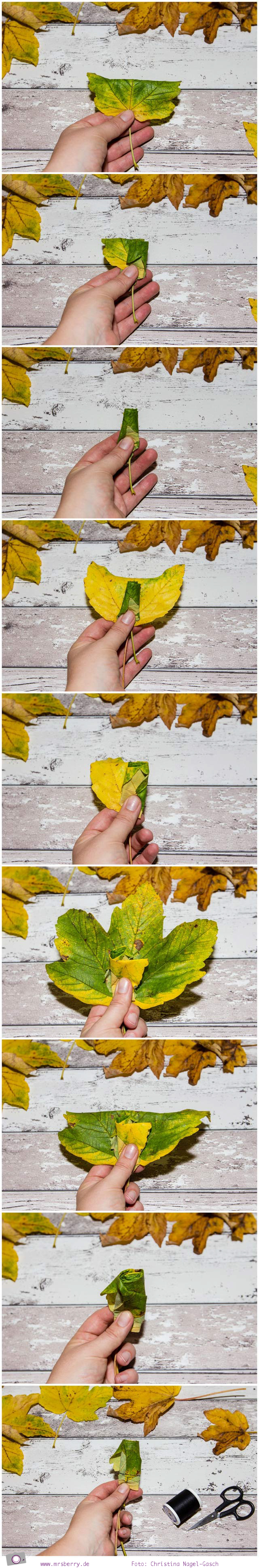 Herbst DIY - Blumenstrauß aus Blättern basteln