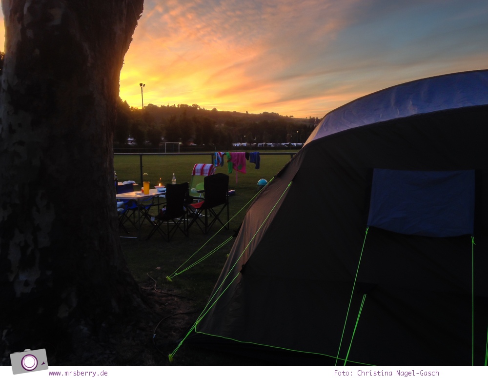 Camping mit Kindern in der Eifel - Prümtal Camping Oberweis: Sonnenuntergang