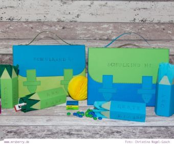 Geschenke schön verpacken: Schulranzen zur Einschulung basteln