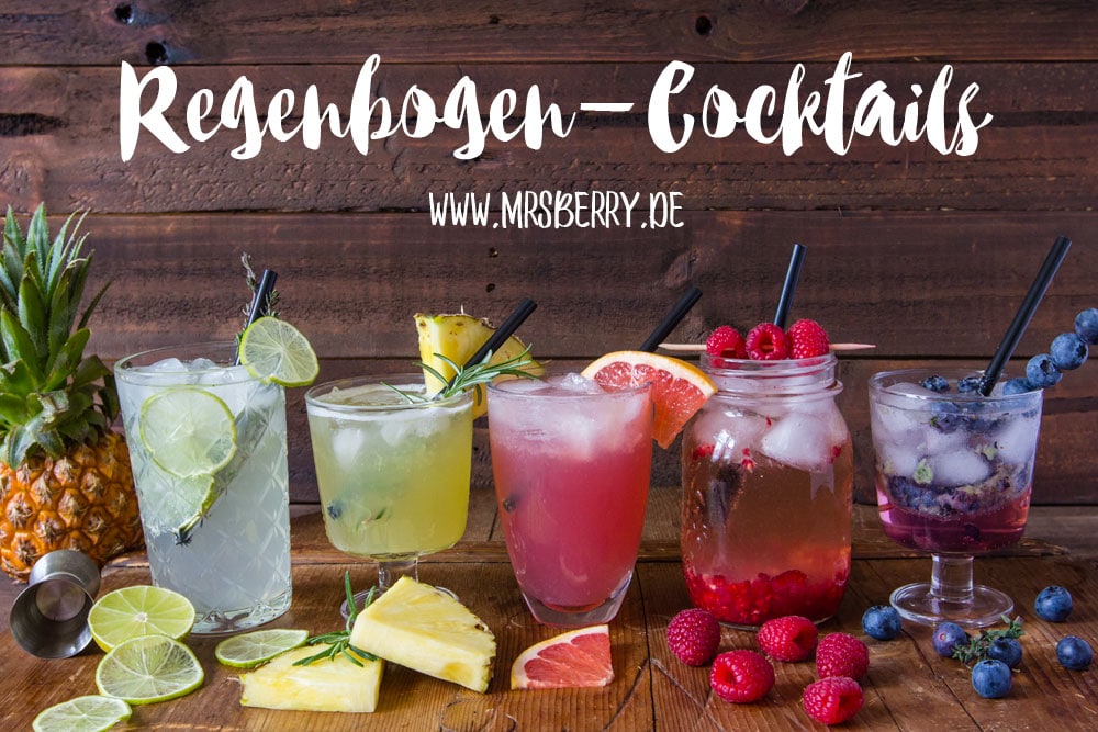 Muttertagsgeschenke: Gin-Cocktail-Party mit Rezepte für Regenbogen-Cocktails