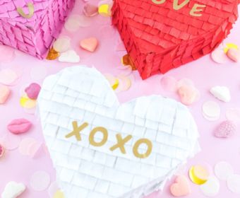 Pinata Herz basteln - eine DIY Anleitung Schritt für Schritt zum selber machen | Pinata Herzen sind eine tolle Geschenkidee zum Valentinstag, zum Kindergeburtstag oder auf Partys.