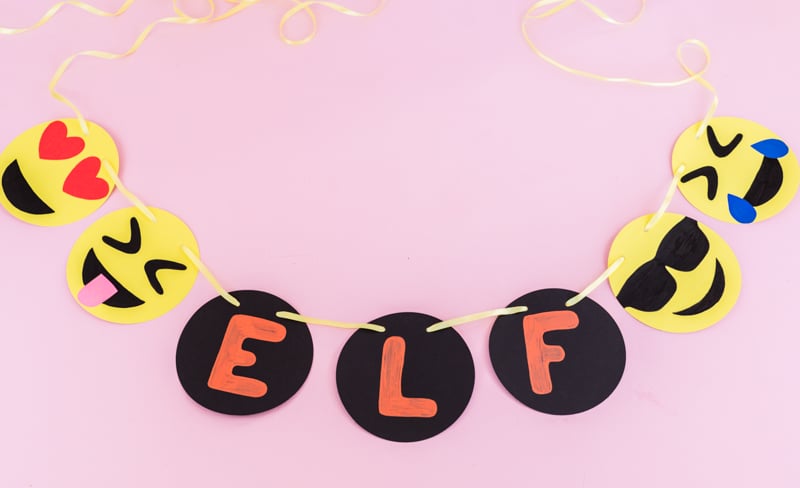 Emoji DIY Geburtstagsparty Deko Ideen zum selber machen - Geburtstagsbanner mit Geburtstagszahl basteln