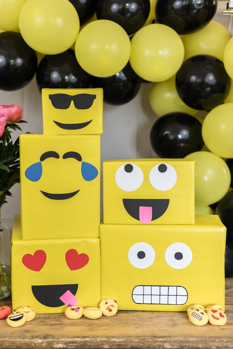 Emoji DIY Geburtstagsparty Deko Ideen zum selber machen | Geschenke als Emoji verpacken