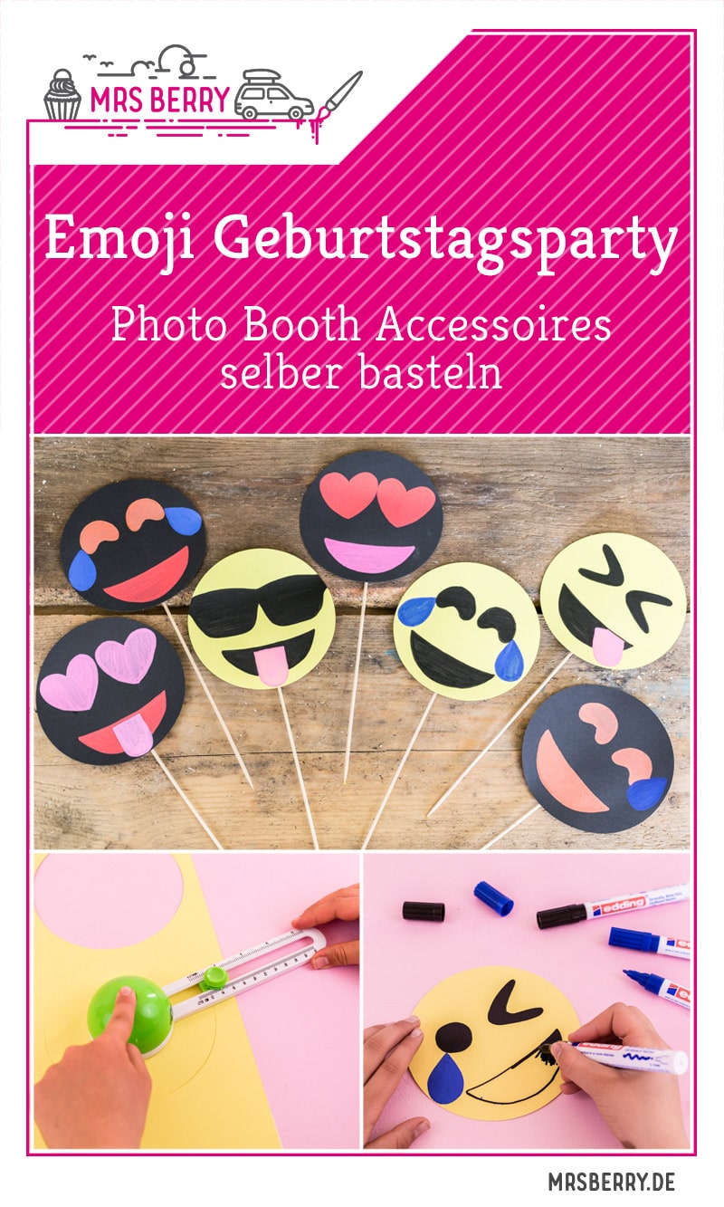 Emoji DIY Geburtstagsparty Deko Ideen zum selber machen - Emoji Photo Booth Accessoires basteln