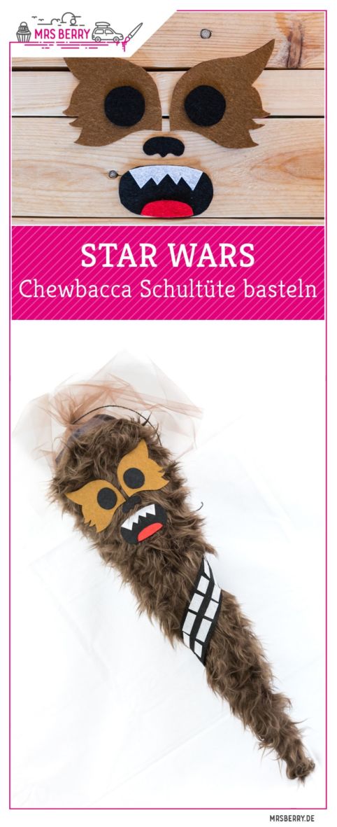 STAR WARS Schultüte basteln Chewbacca - eine DIY Idee zu Einschulung und Schulanfang | mit Schritt für Schritt Anleitung zum einfachen Basteln mit Kindern | Eine Idee des MrsBerry DIY-Blog
