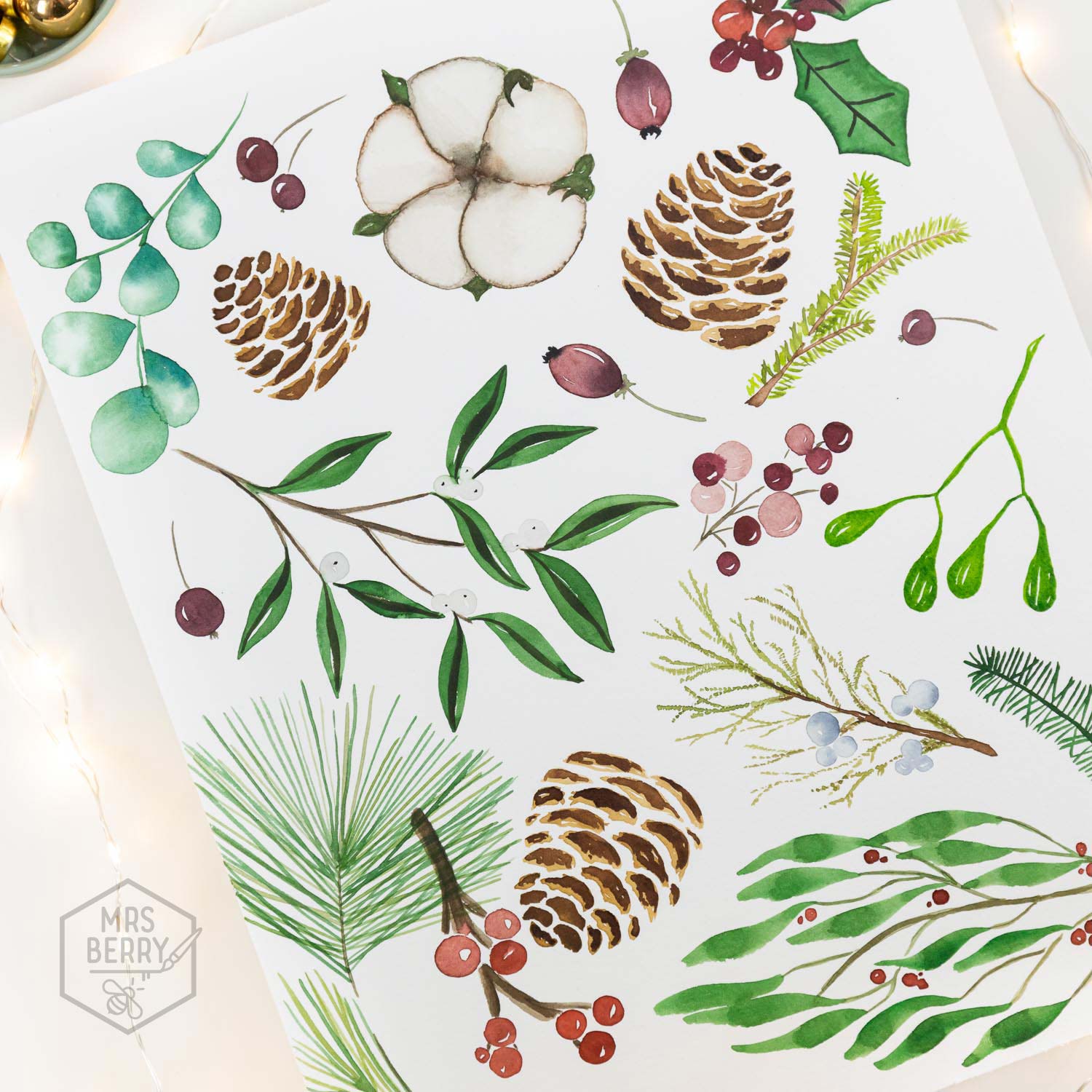 Christmas-Watercolor-Workshop-Aquarell-malen-lernen-Koeln-Weihnachten-Illustration-MrsBerry-Studio_2
