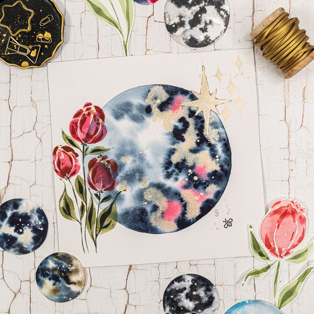 MrsBerry_Watercolor_FloralJourneyChallenge_Januar_Tulpen_Mond