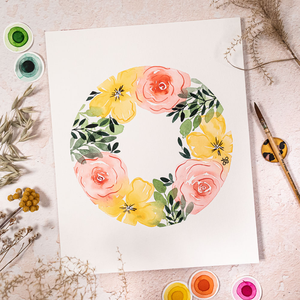 MrsBerry_Watercolor_FloralJourneyChallenge_April_Blumenkreis